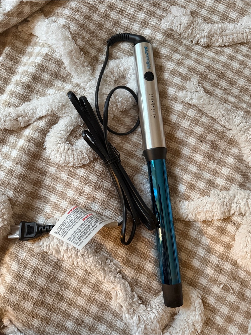 BaByliss Silver and Blue Ceramic Curling Wand